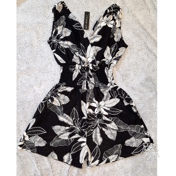 Other - Black floral romper NWT